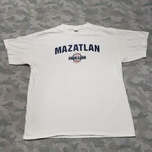 Vintage Mazatlan Shirt Mens White Polo Loco Short Sleeve Y2K